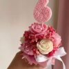 Personalised Birthday Flower Candle Bouquet – Pink Rose Number