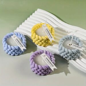 Pastel Woven Glow Candle – Modern Braided Decorative Candle