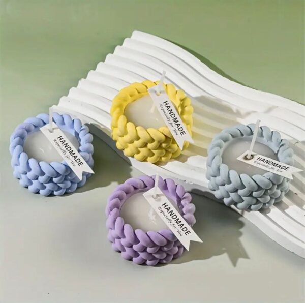 Pastel Woven Glow Candle – Modern Braided Decorative Candle